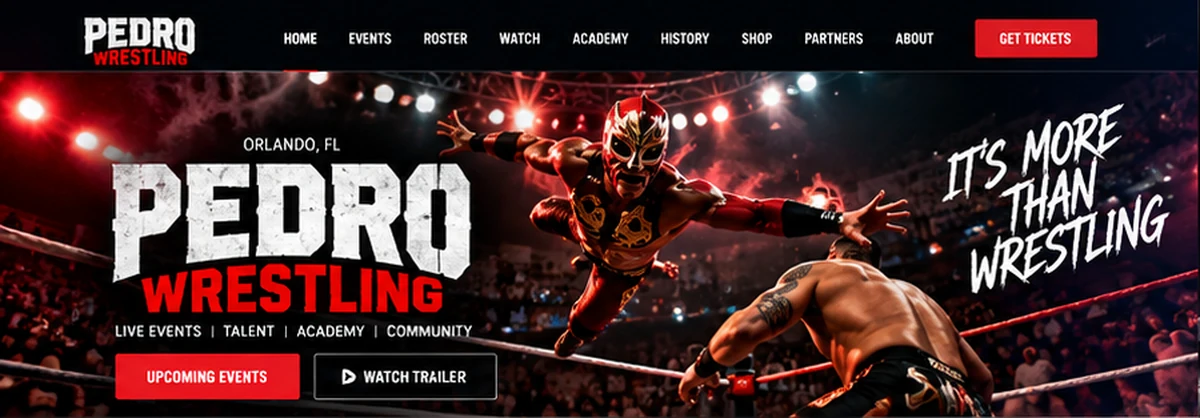 Pedro Wrestling live event website concept