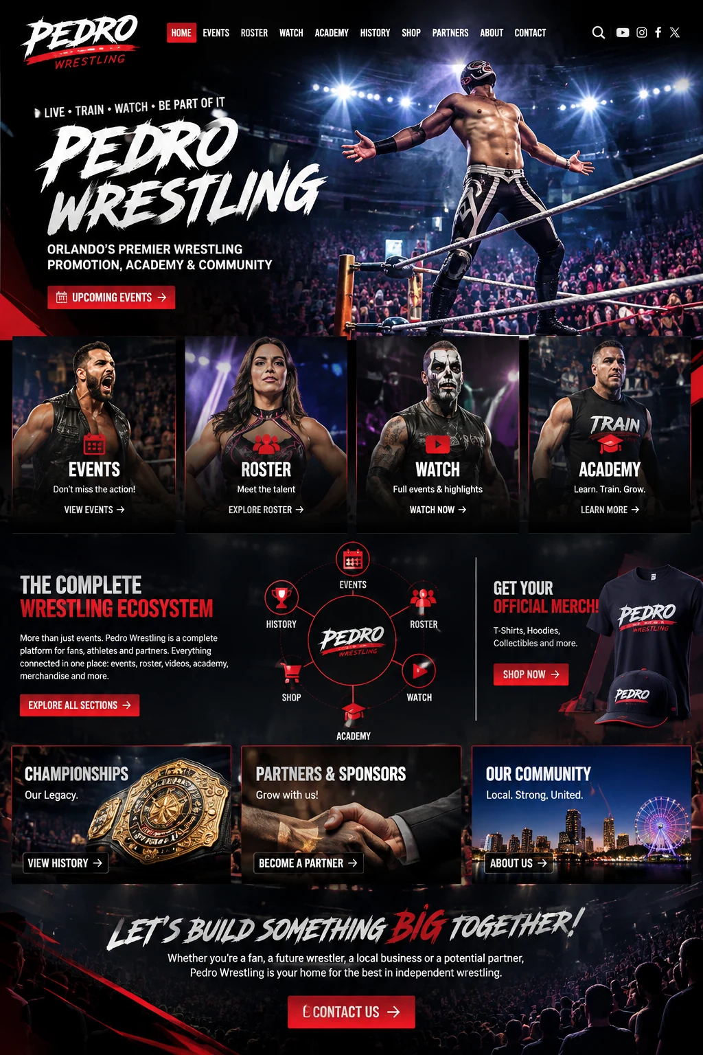 Full Pedro Wrestling homepage concept